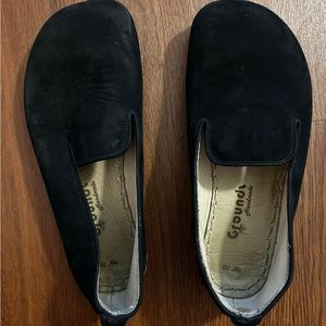 Groundz Black Leather Flats Loafers